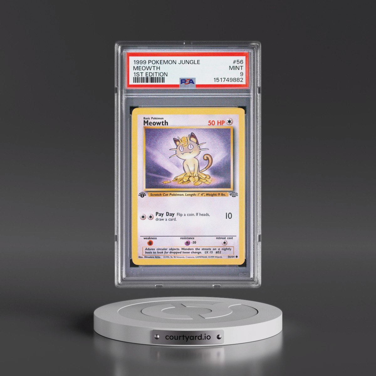 1999 Pokémon Jungle #56 Meowth - 1st Edition (PSA 9 MINT)