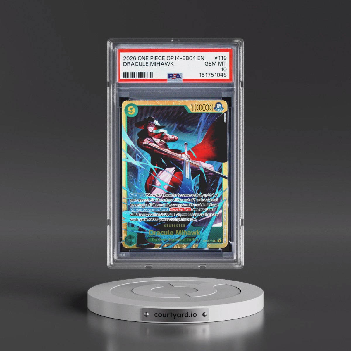 2026 One Piece OP14-EB04-the Azure Sea's Seven #119 Dracule Mihawk (PSA 10 GEM MINT)