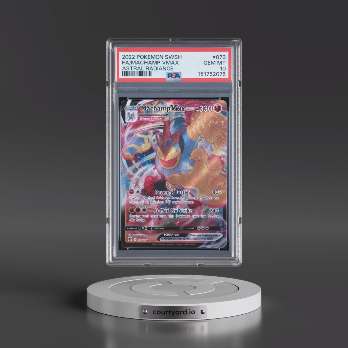 2022 Pokémon Sword & Shield Astral Radiance #073 Machamp Vmax - Full Art (PSA 10 GEM MINT)
