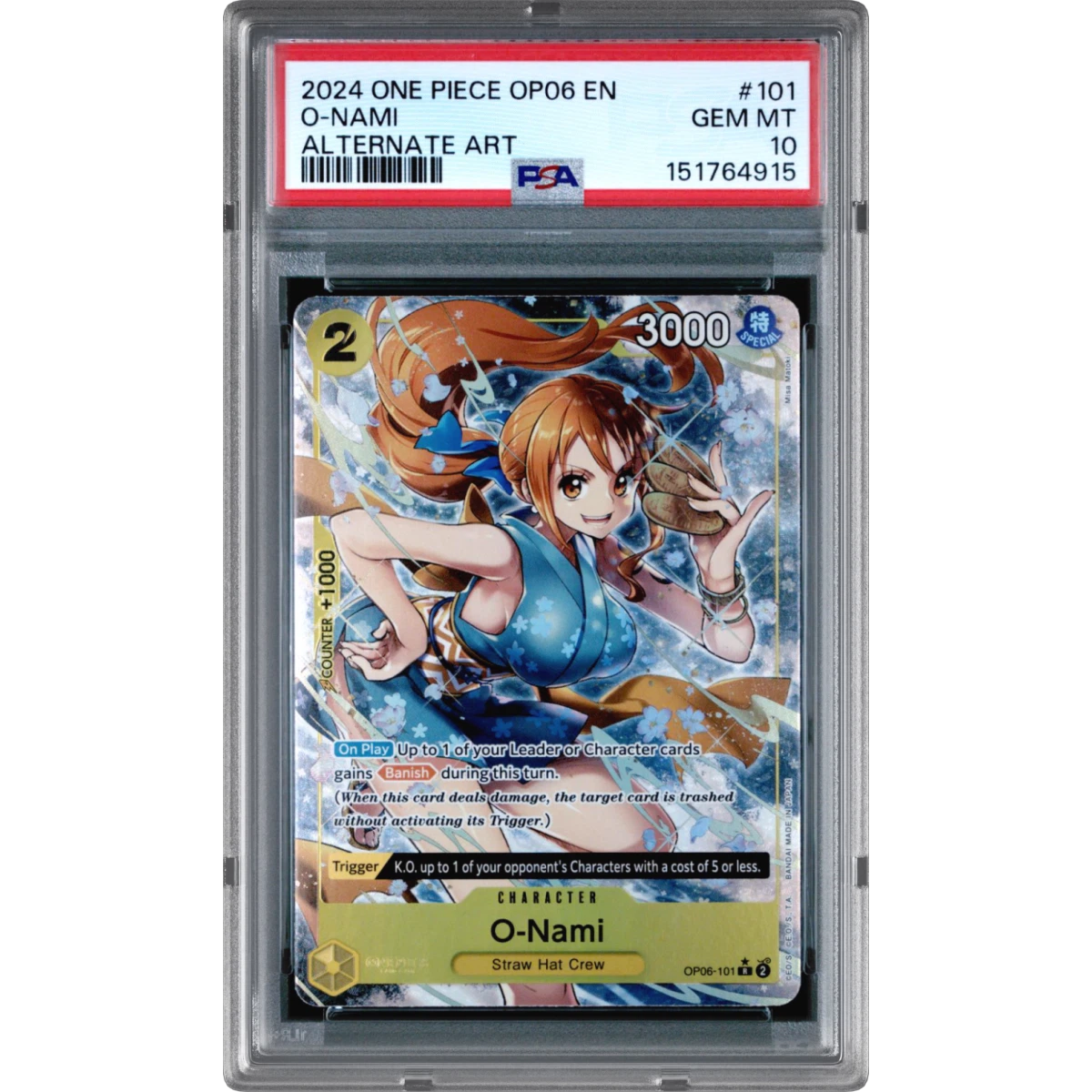 2024 One Piece OP06-Wings of the Captain #101 O-Nami - Alternate Art (PSA 10 GEM MINT)