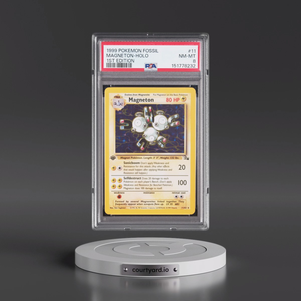 1999 Pokémon Fossil #11 Magneton - 1st Edition Holo (PSA 8 NM-MT)