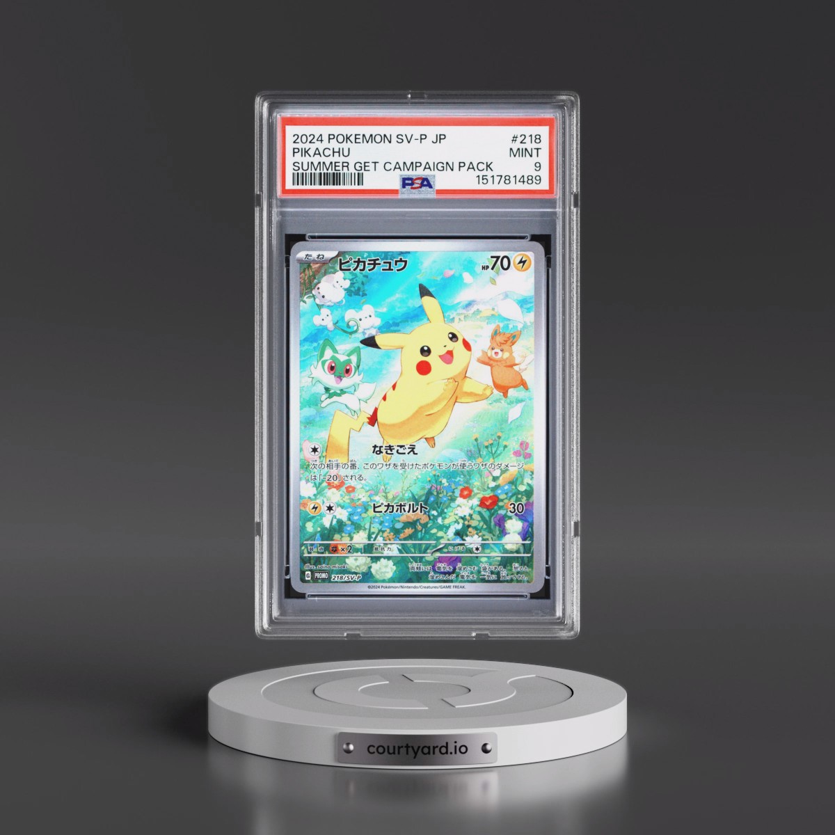 2024 Pokémon SV-P Promo #218 Pikachu - Summer of Pokeca Is Here! Promo Card Get Campaign Pack (PSA 9 MINT)