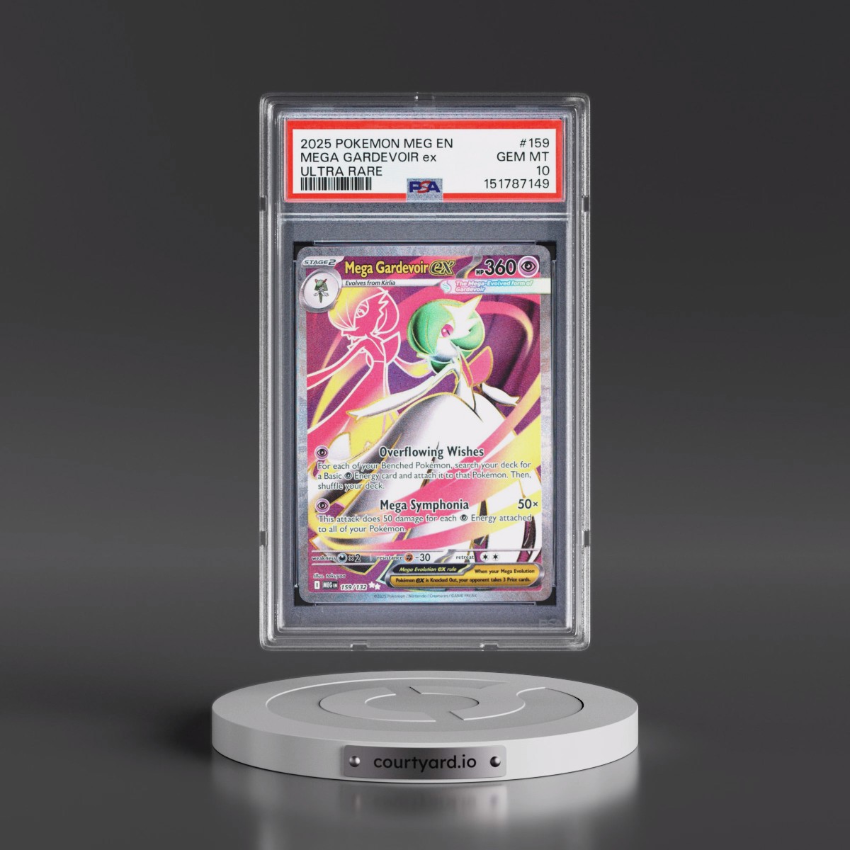 2025 Pokémon Meg EN-Mega Evolution #159 Mega Gardevoir EX - Holo Ultra Rare (PSA 10 GEM MINT)