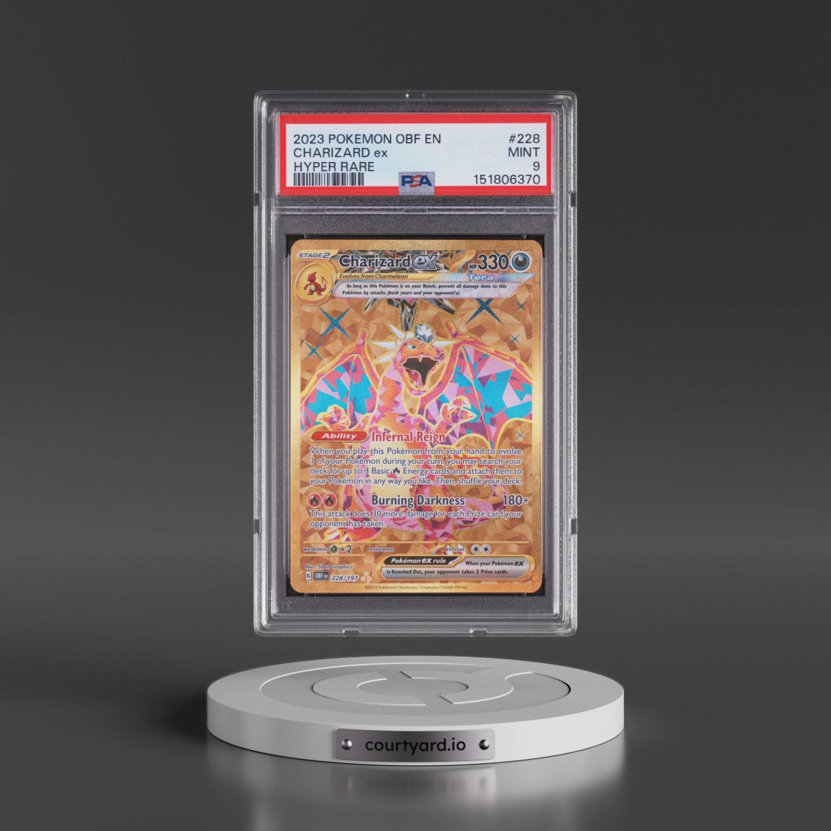 2023 Pokémon Obf EN-Obsidian Flames #228 Charizard EX - Holo Hyper Rare (PSA 9 MINT)