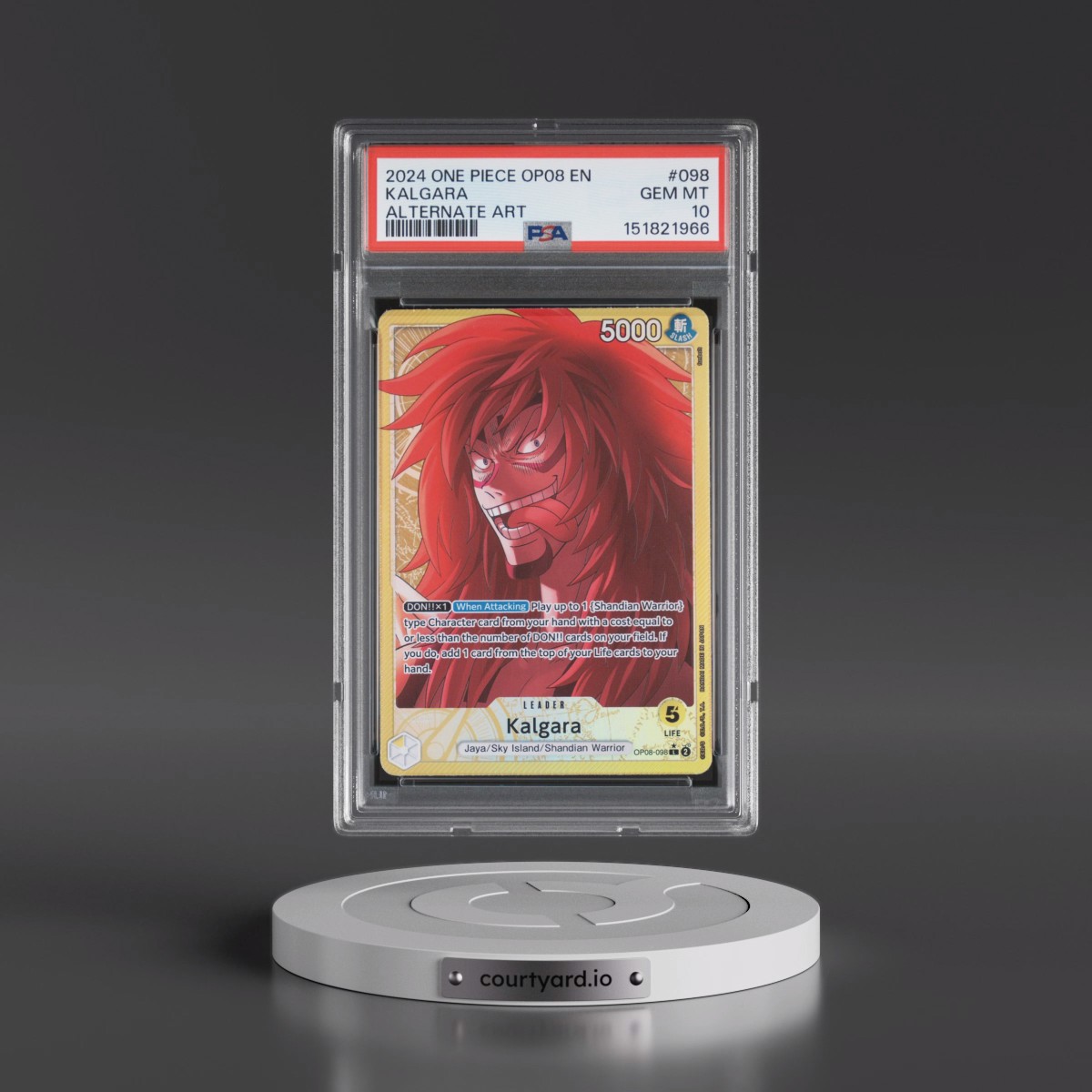 2024 One Piece OP08-Two Legends #098 Kalgara - Alternate Art (PSA 10 GEM MINT)