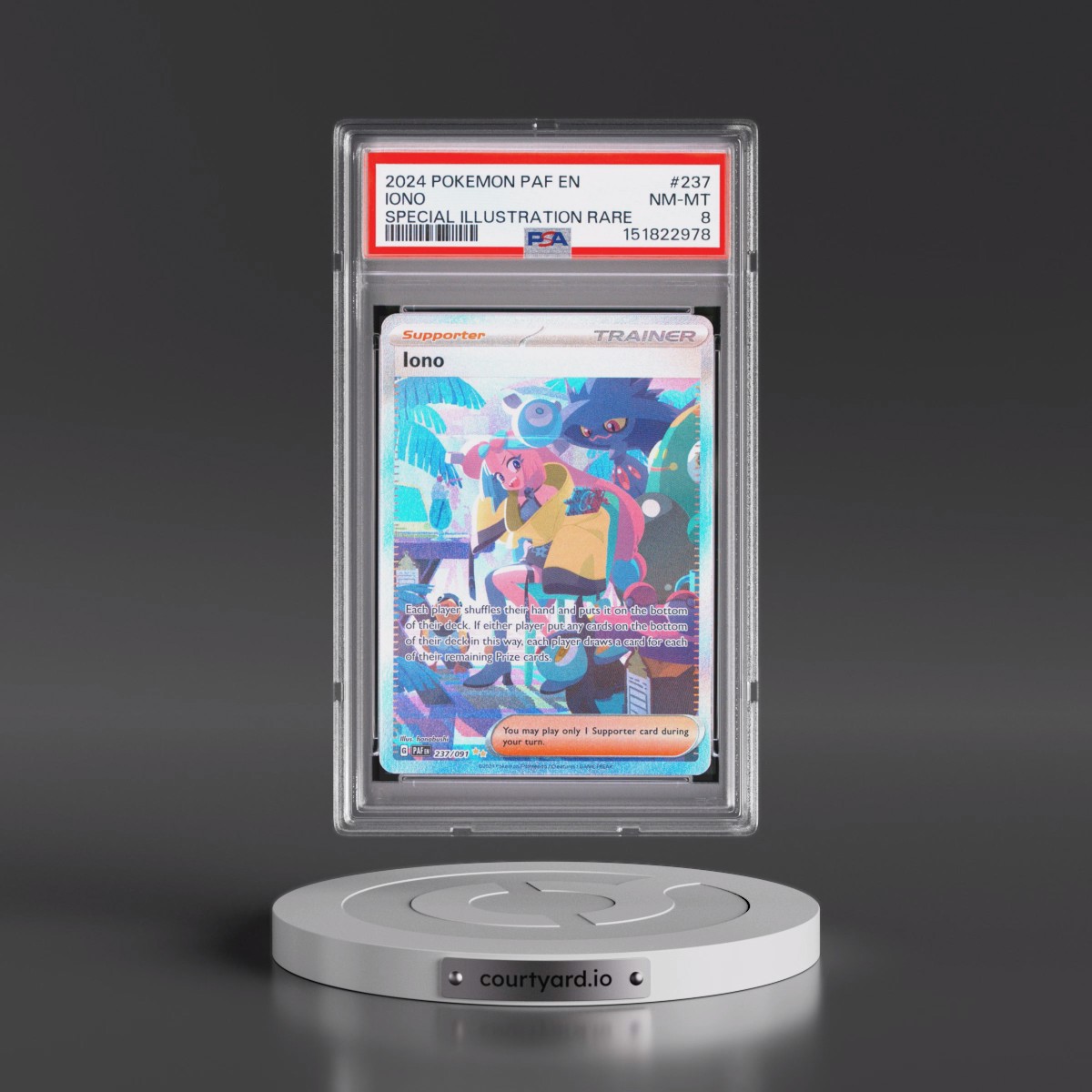 2024 Pokémon Paf EN-Paldean Fates #237 Iono - Special Illustration Rare (PSA 8 NM-MT)