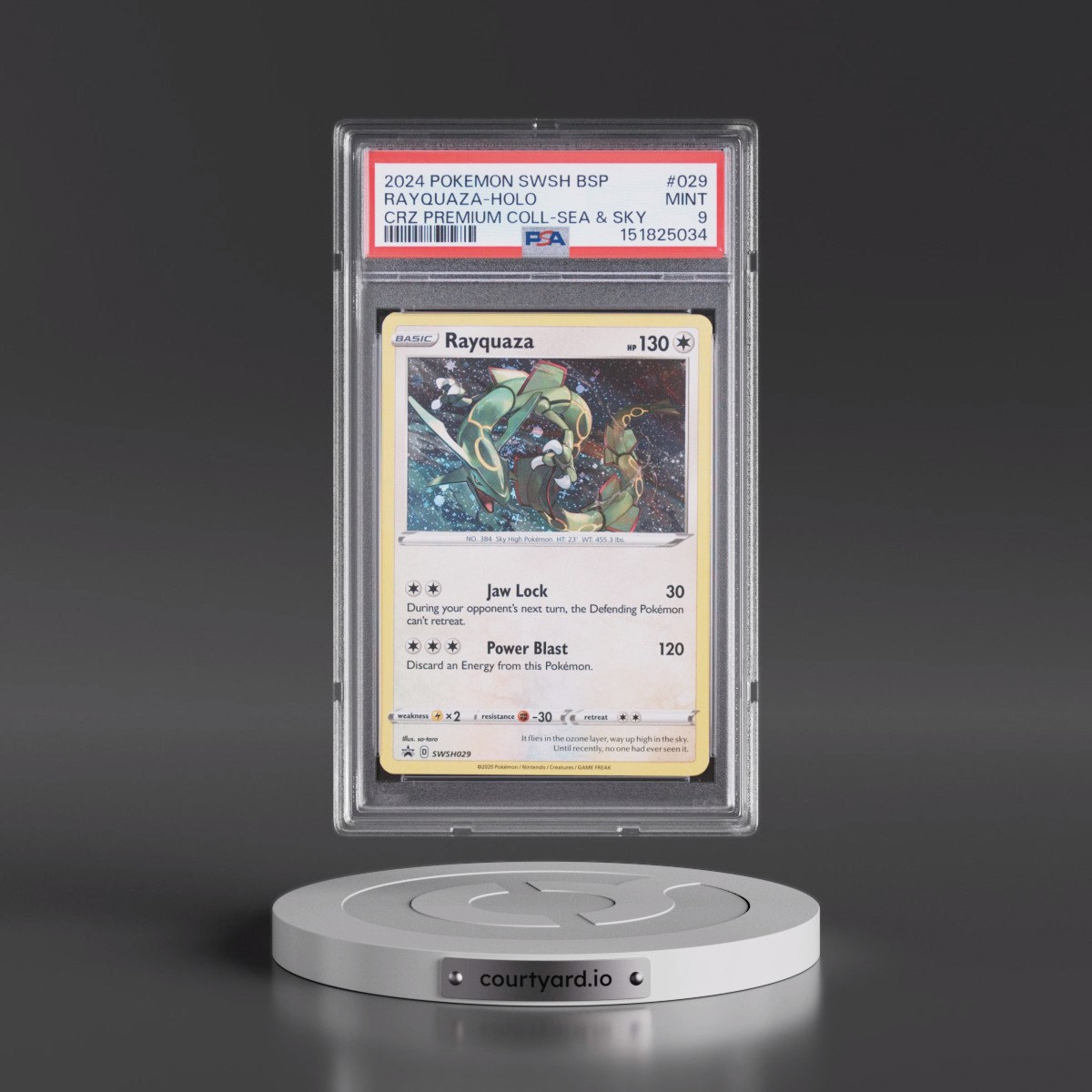 2024 Pokémon Swsh Black Star Promo #029 Rayquaza - Holo Crown Zenith Premium Collection Sea & Sky (PSA 9 MINT)