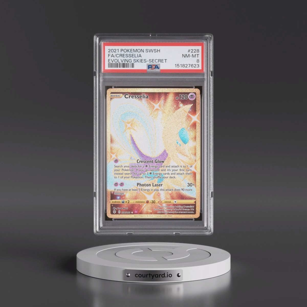 2021 Pokémon Sword & Shield Evolving Skies #228 Cresselia - Full Art Secret (PSA 8 NM-MT)