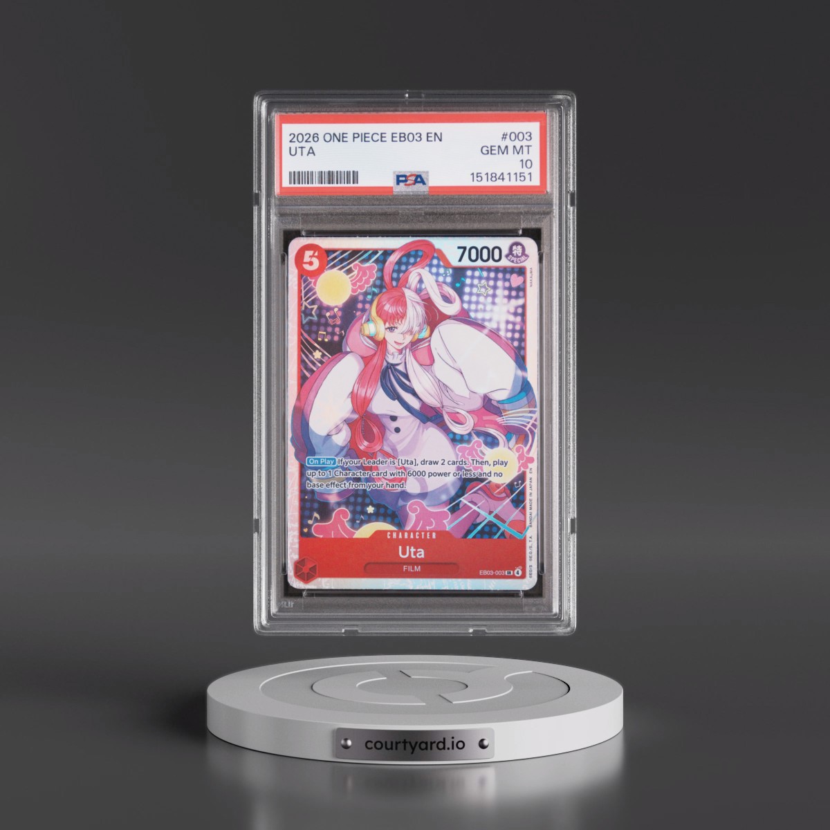 2026 One Piece EB03-Extra Booster -One Piece Heroines Edition #003 Uta (PSA 10 GEM MINT)