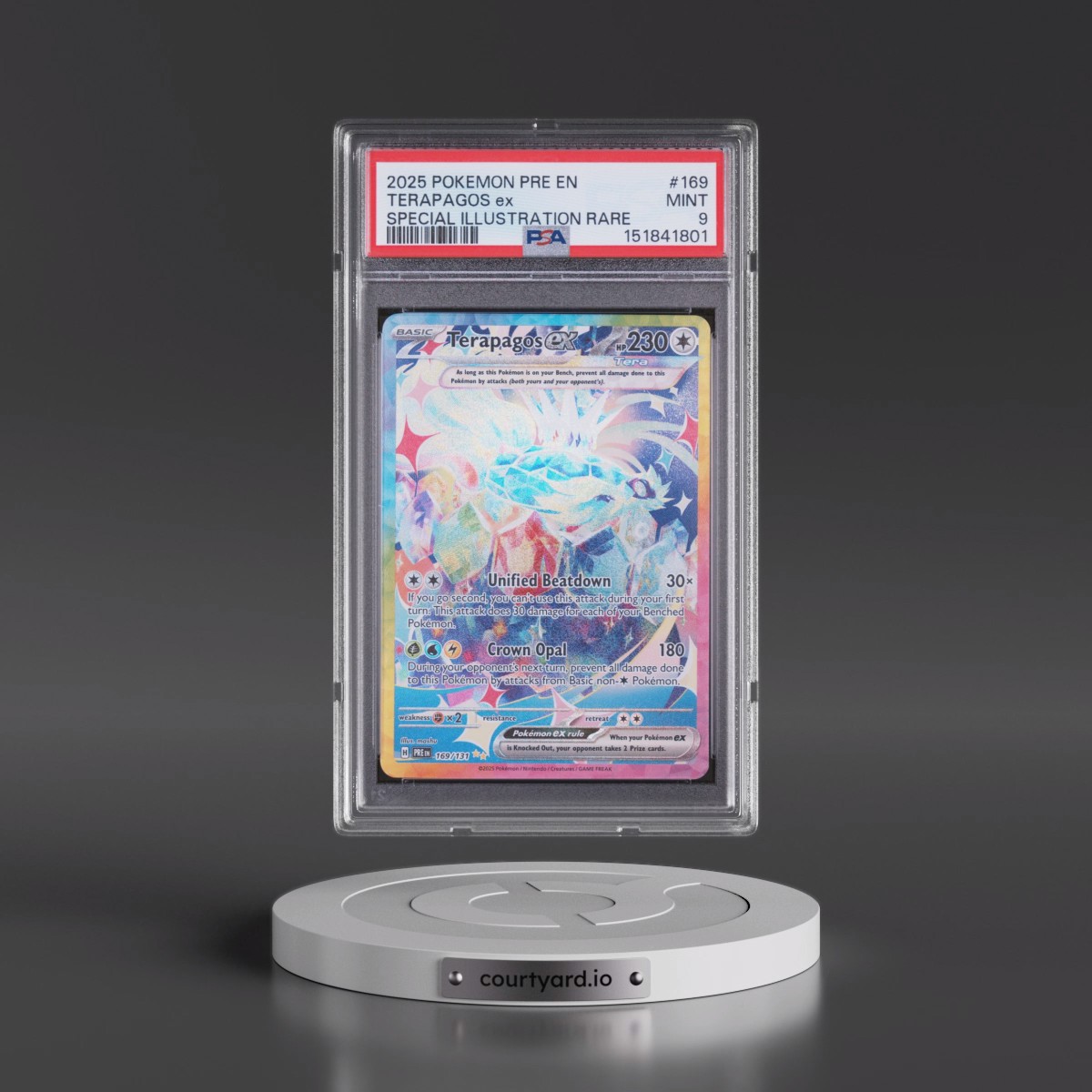 2025 Pokémon Pre EN-Prismatic Evolutions #169 Terapagos EX - Holo Special Illustration Rare (PSA 9 MINT)