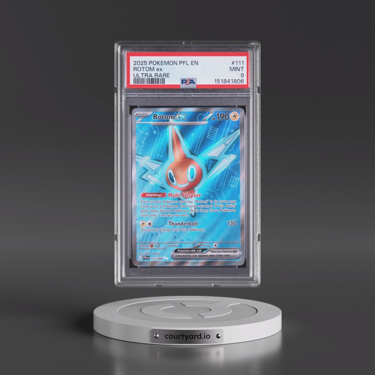 2025 Pokémon Pfl EN-Phantasmal Flames #111 Rotom EX - Holo Ultra Rare (PSA 9 MINT)