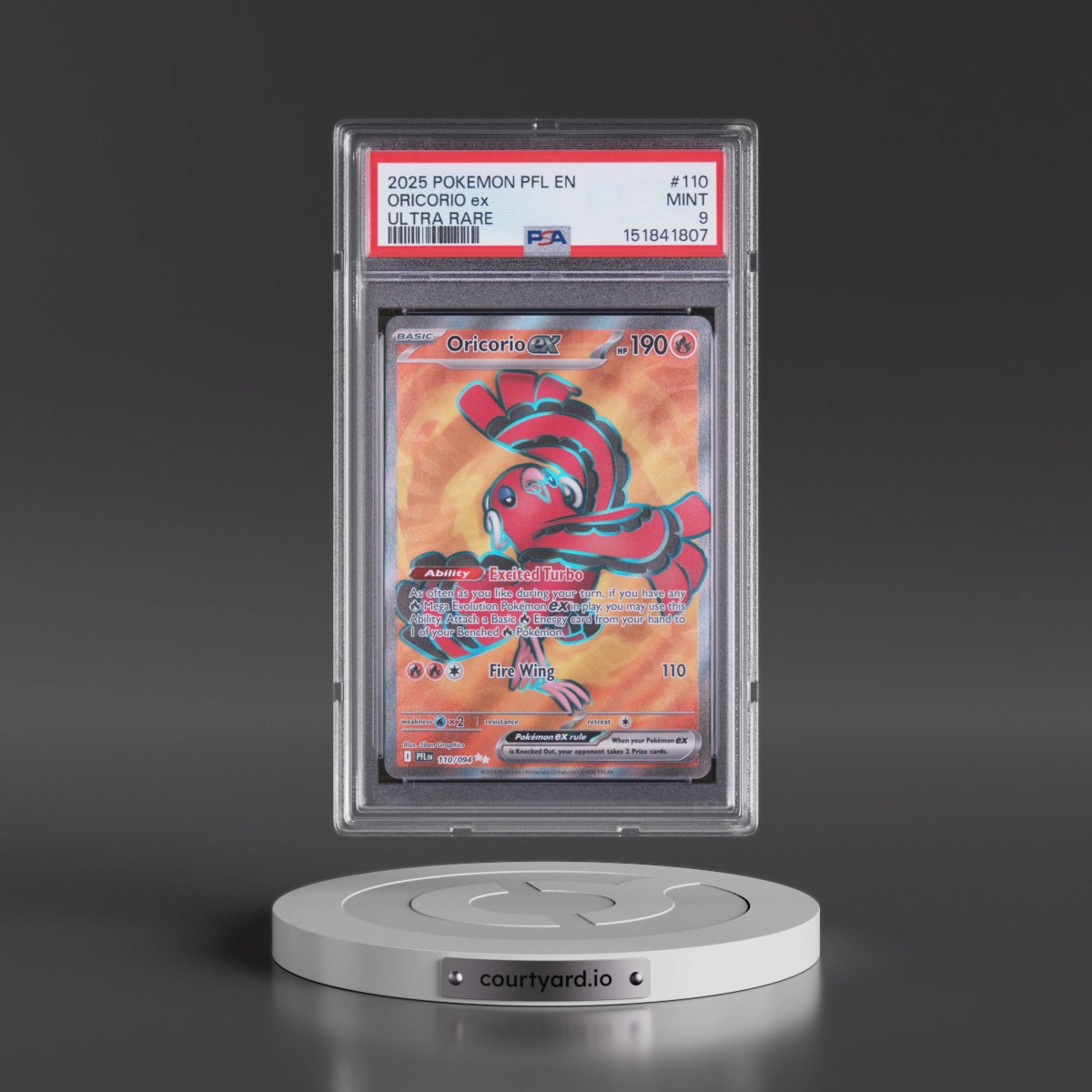 2025 Pokémon Pfl EN-Phantasmal Flames #110 Oricorio EX - Holo Ultra Rare (PSA 9 MINT)