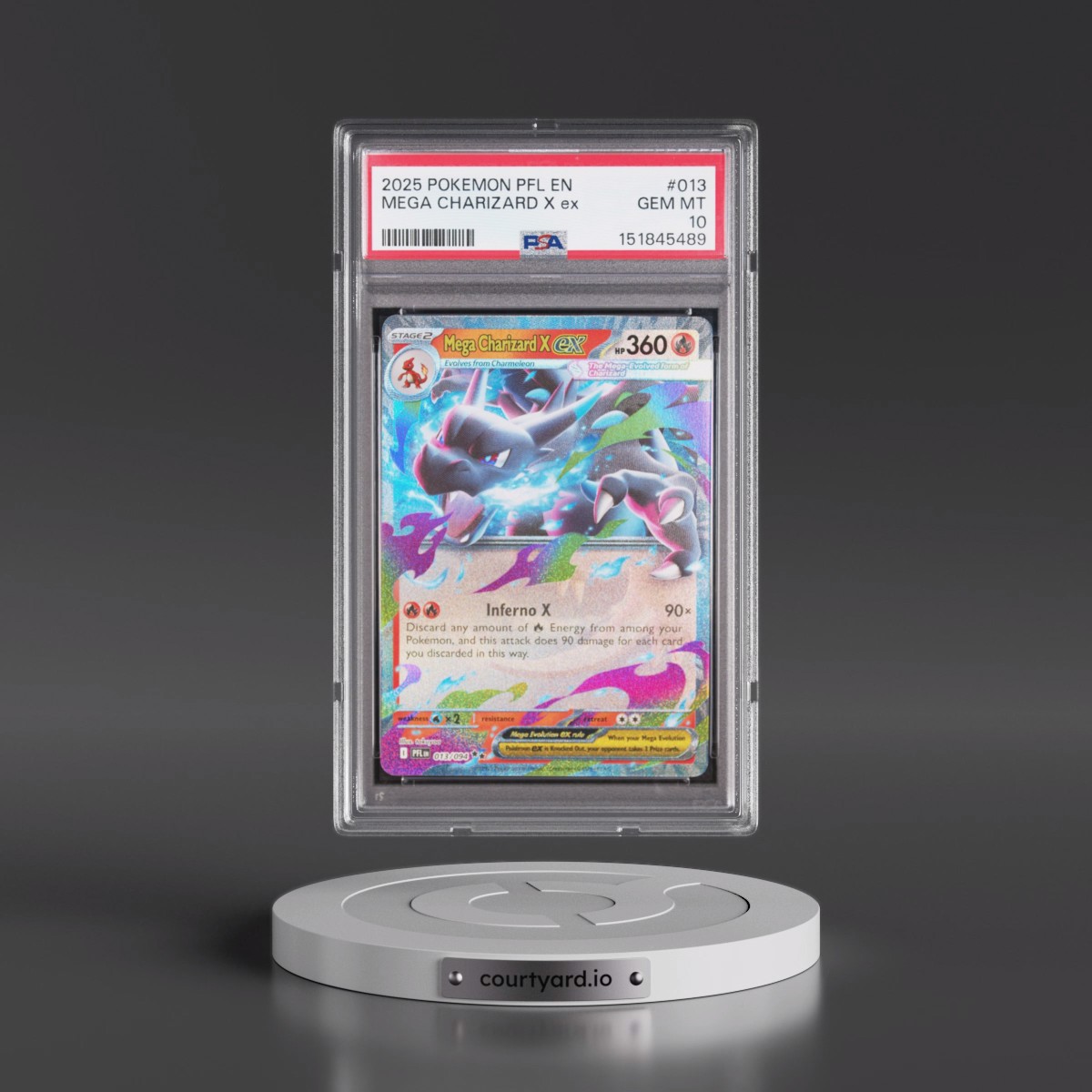 2025 Pokémon Pfl EN-Phantasmal Flames #013 Mega Charizard X EX - Holo (PSA 10 GEM MINT)