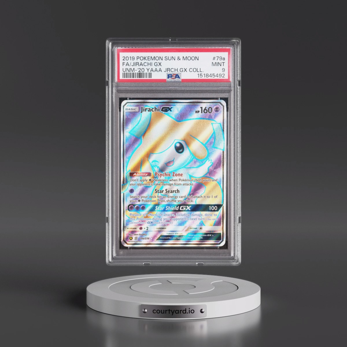 2019 Pokémon Sun & Moon Unified Minds #79a Jirachi GX - Holo Full Art 2020 Yellow A Alternate Art Jirachi GX Collection (PSA 9 MINT)