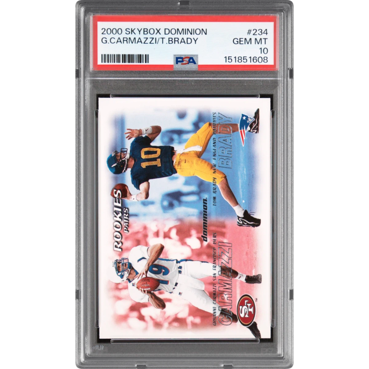2000 Skybox Dominion #234 Giovanni Carmazzi/Tom Brady (PSA 10 GEM MINT)