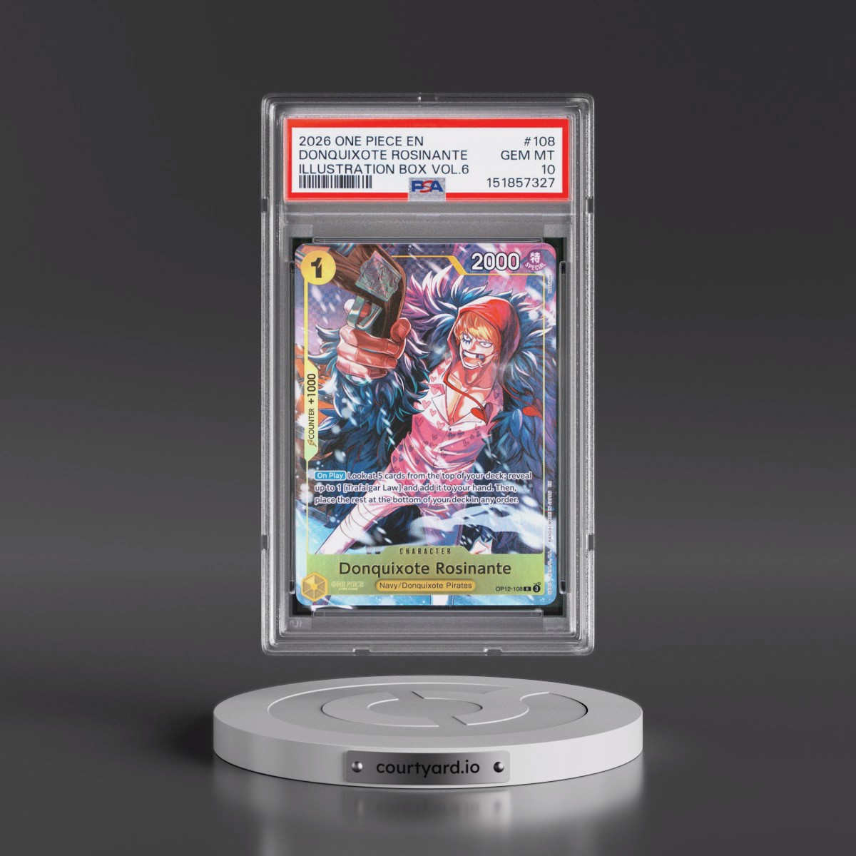 2026 One Piece Promos #108 Donquixote Rosinante - Illustration Box Vol.6 (PSA 10 GEM MINT)
