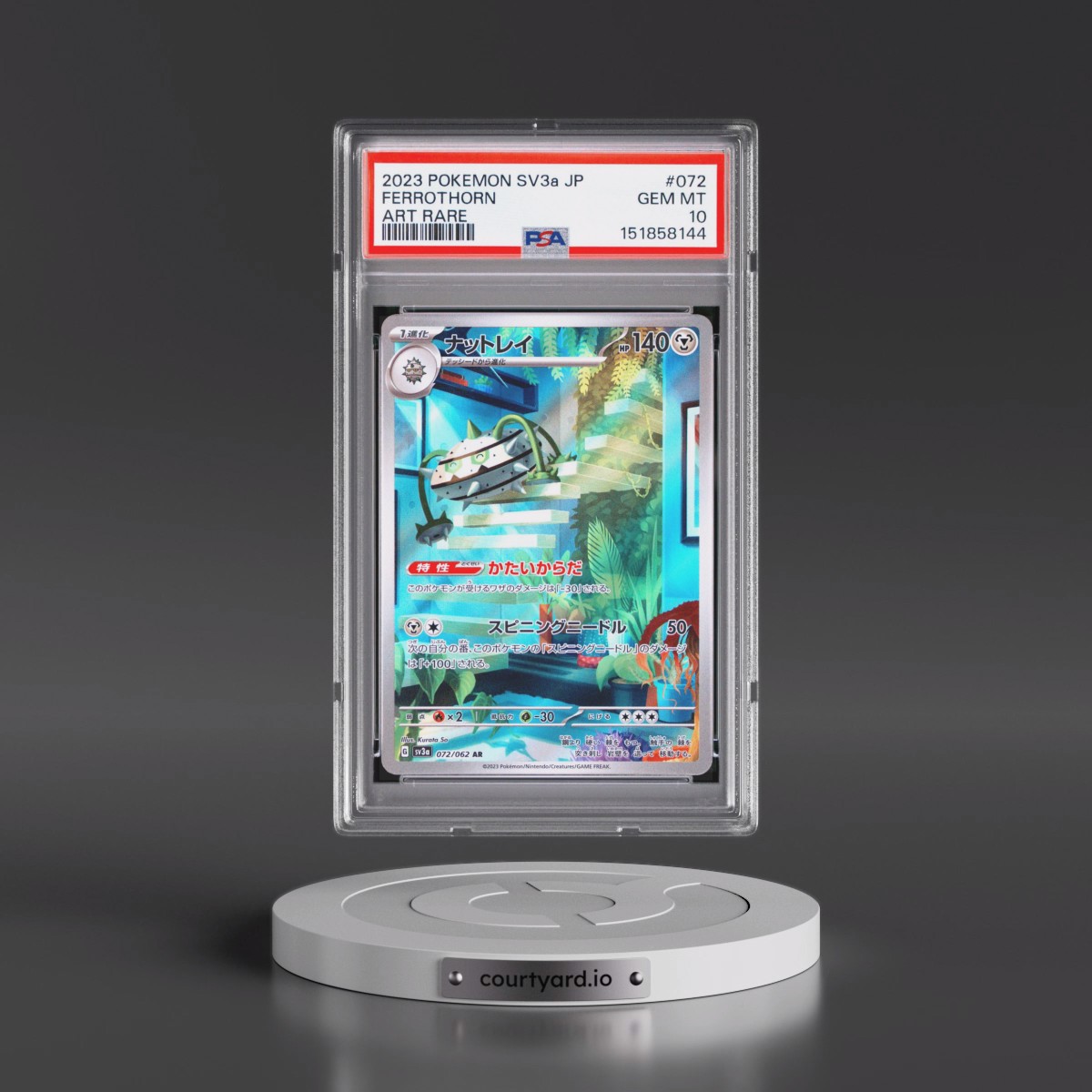 2023 Pokémon Sv3a-Raging Surf #072 Ferrothorn - Art Rare (PSA 10 GEM MINT)