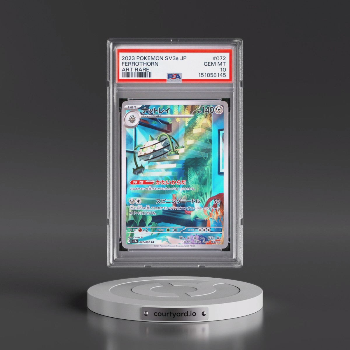 2023 Pokémon Sv3a-Raging Surf #072 Ferrothorn - Art Rare (PSA 10 GEM MINT)