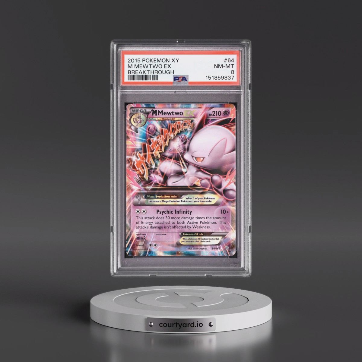 2015 Pokémon XY Breakthrough #64 M Mewtwo EX - Holo (PSA 8 NM-MT)