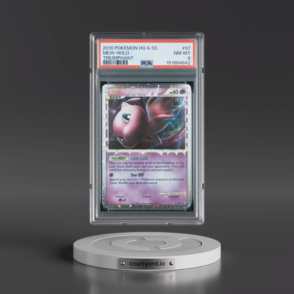 2010 Pokémon Heartgold & Soulsilver Triumphant #97 Mew - Holo (PSA 8 NM-MT)