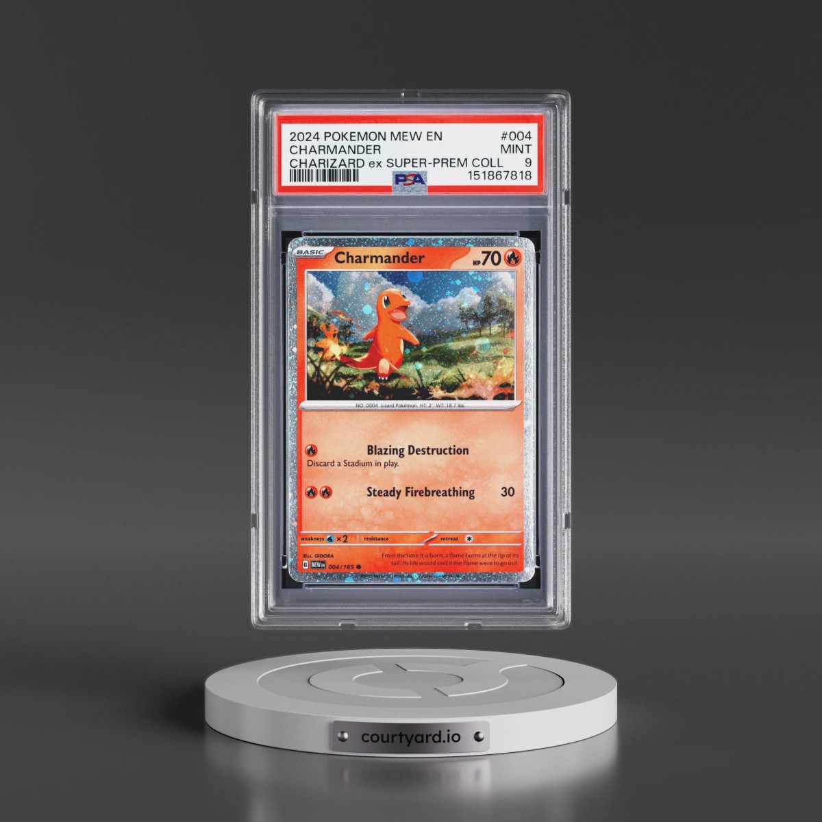 2024 Pokémon Mew EN-151 #004 Charmander - Charizard EX Super-Premium Collection (PSA 9 MINT)