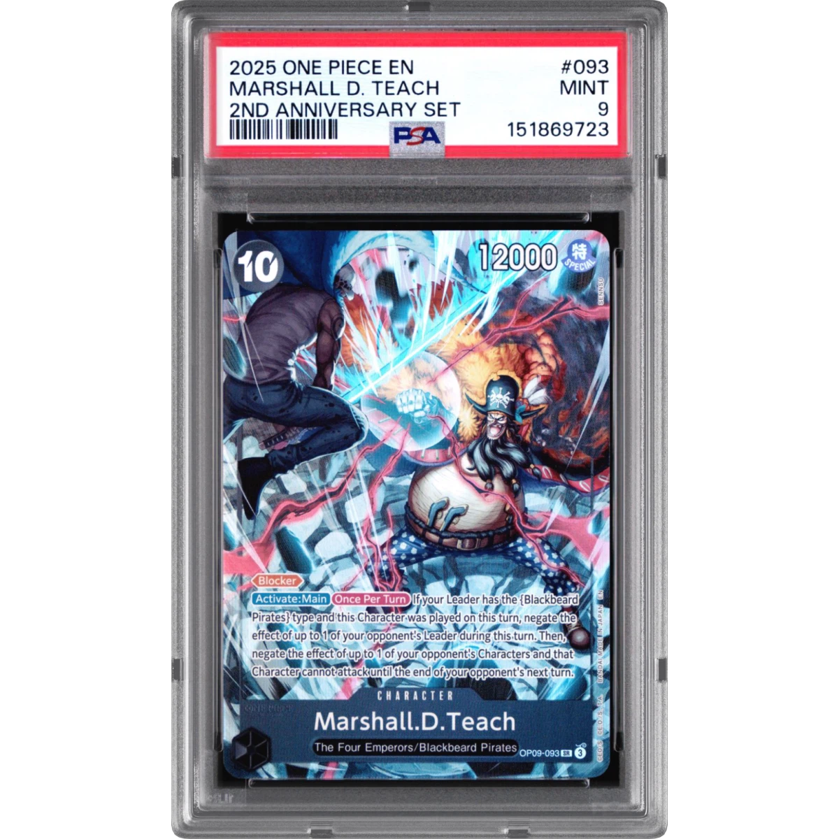 2025 One Piece English Version 2nd Anniversary Set #093 Marshall D. Teach (PSA 9 MINT)