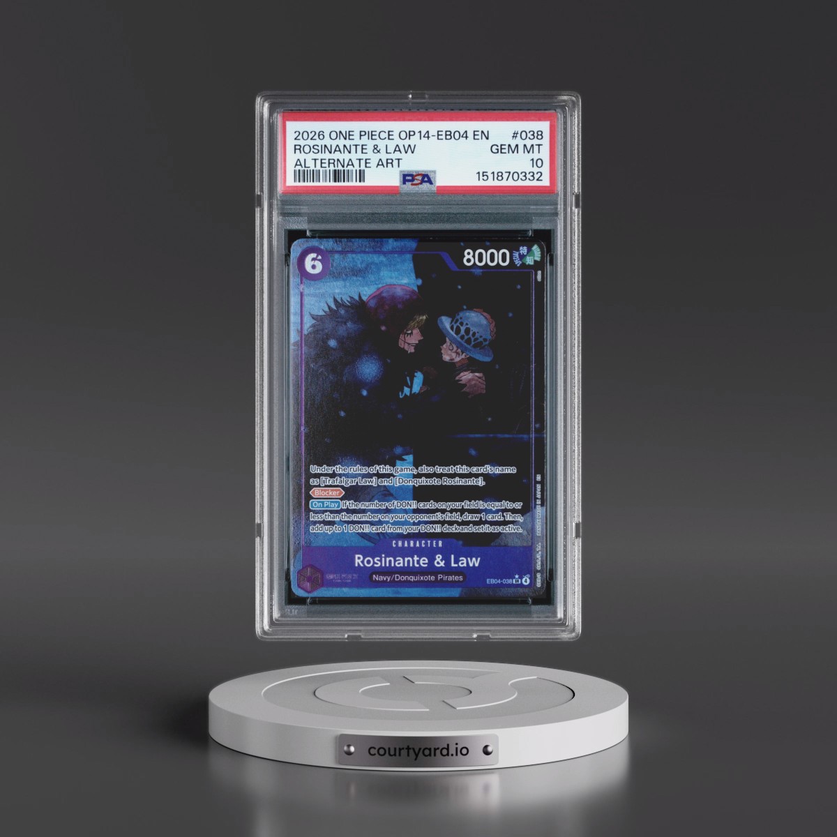 2026 One Piece OP14-EB04-the Azure Sea's Seven #038 Rosinante & Law - Alternate Art (PSA 10 GEM MINT)