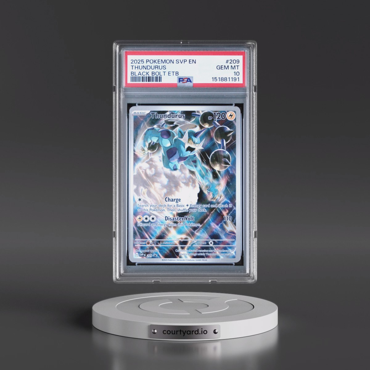 2025 Pokémon Svp EN-SV Black Star Promo #209 Thundurus - Black Bolt Elite Trainer Box (PSA 10 GEM MINT)