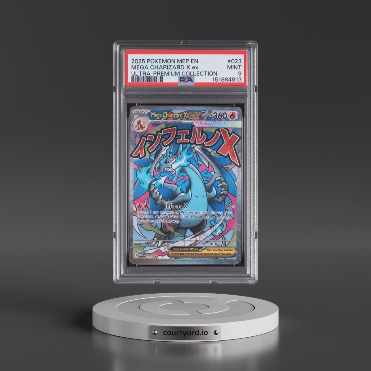 2025 Pokémon Mep EN-Me Black Star Promo #023 Mega Charizard X EX - Holo Mega Charizard X EX Ultra-Premium Collection (PSA 9 MINT)