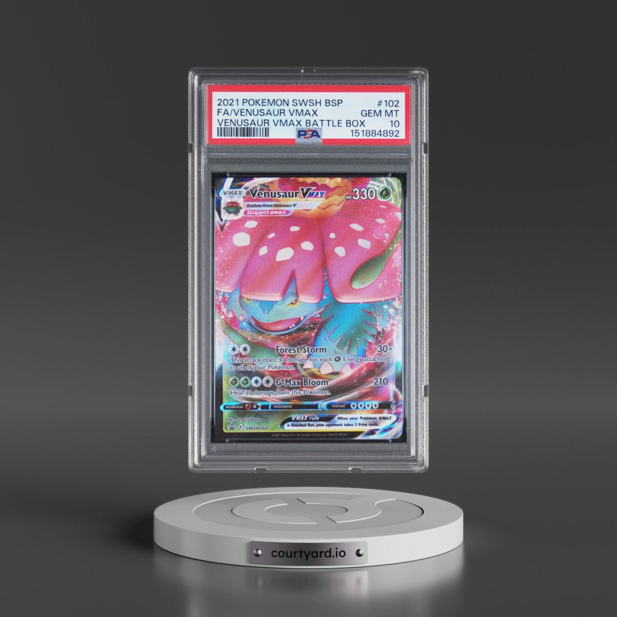 2021 Pokémon Swsh Black Star Promo #102 Venusaur Vmax - Full Art Venusaur Vmax Battle Box (PSA 10 GEM MINT)