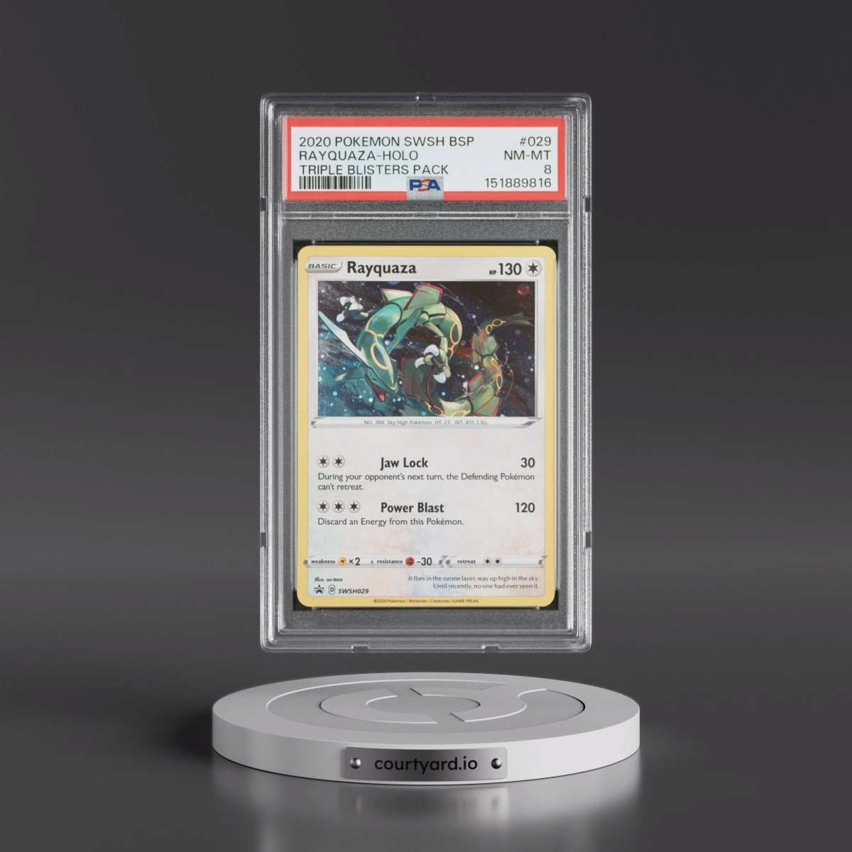 2020 Pokémon Swsh Black Star Promo #029 Rayquaza - Holo Triple Blisters Pack (PSA 8 NM-MT)