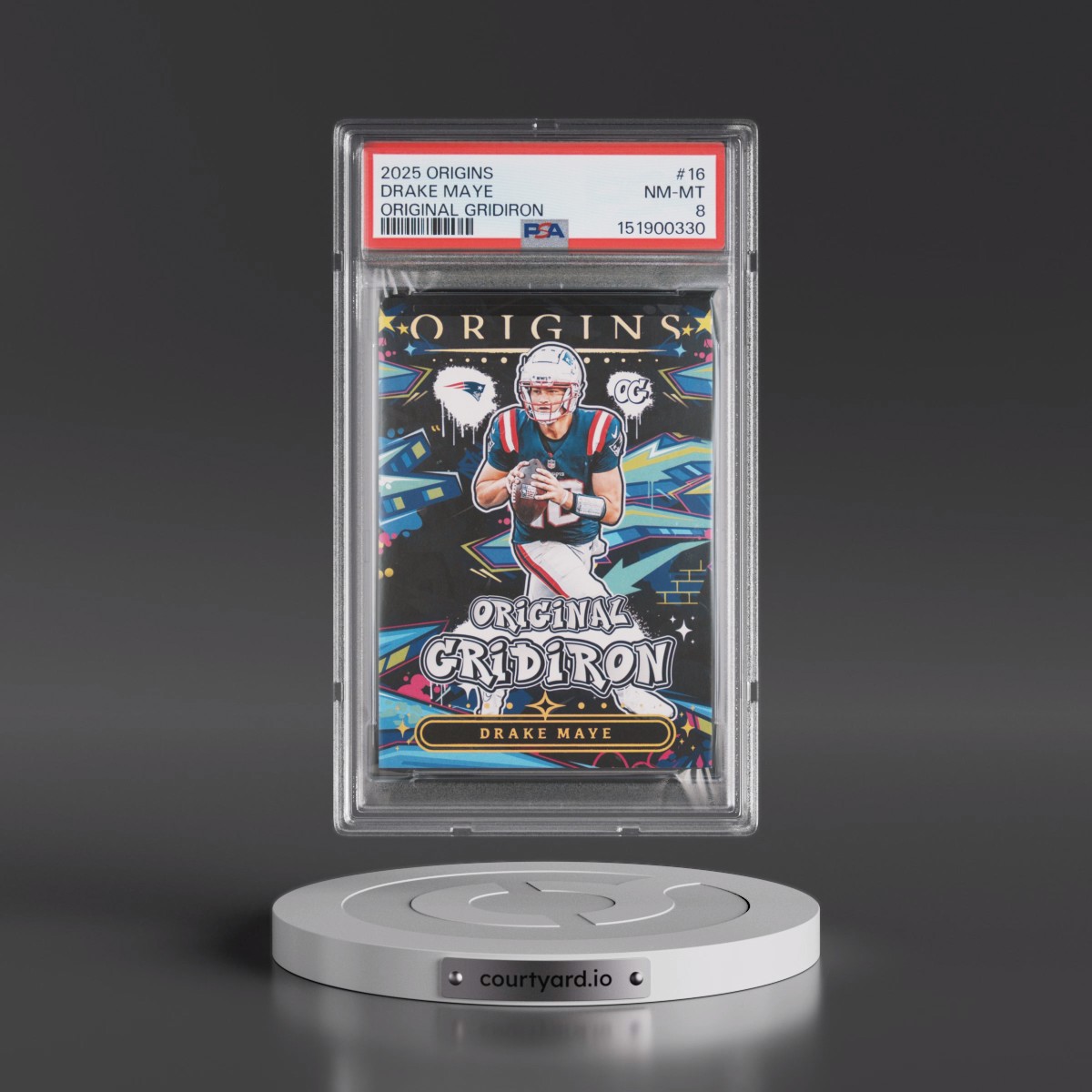 2025 Panini Origins Original Gridiron #16 Drake Maye (PSA 8 NM-MT)