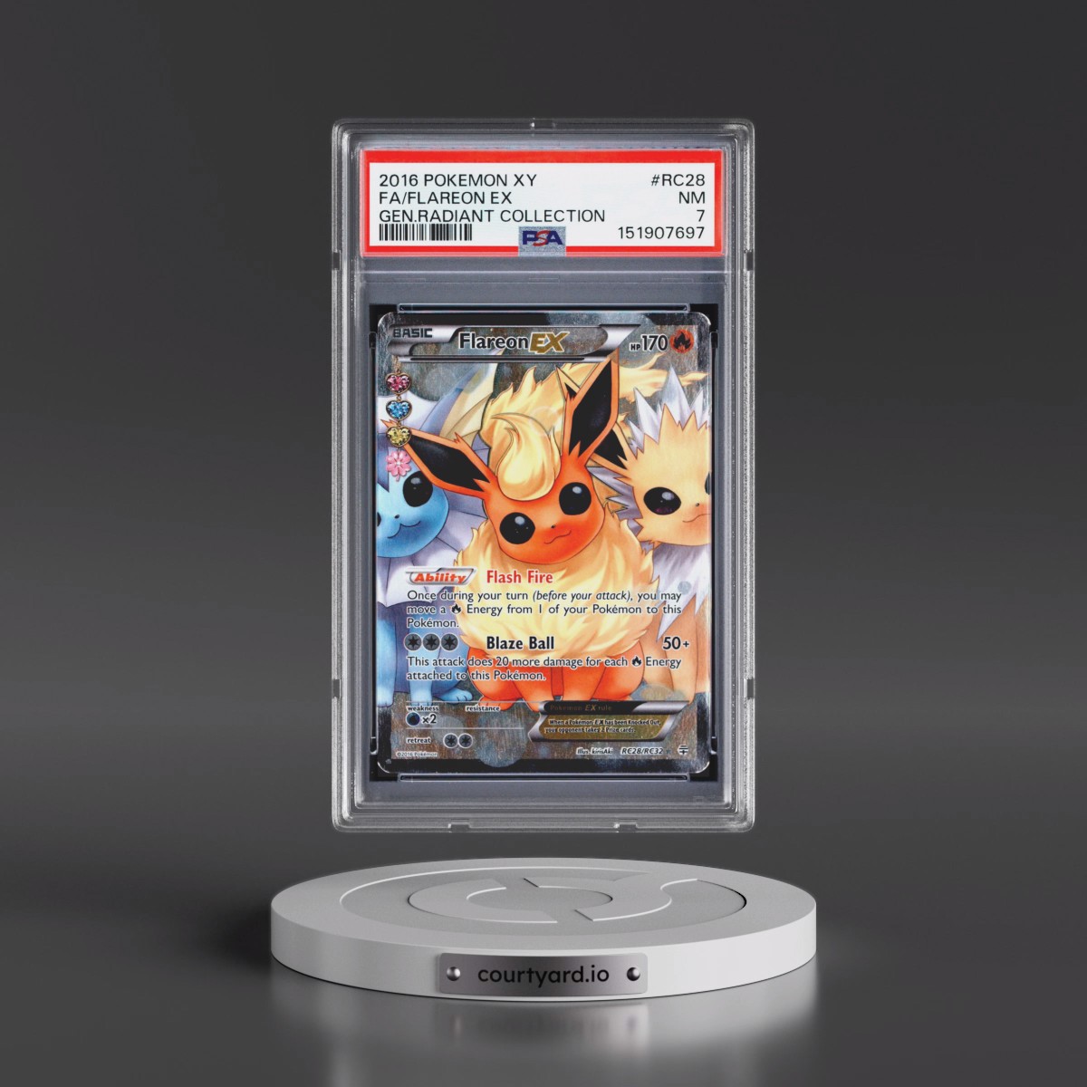 2016 Pokémon XY Generations Radiant Collection #RC28 Flareon EX - Holo Full Art (PSA 7 NM)
