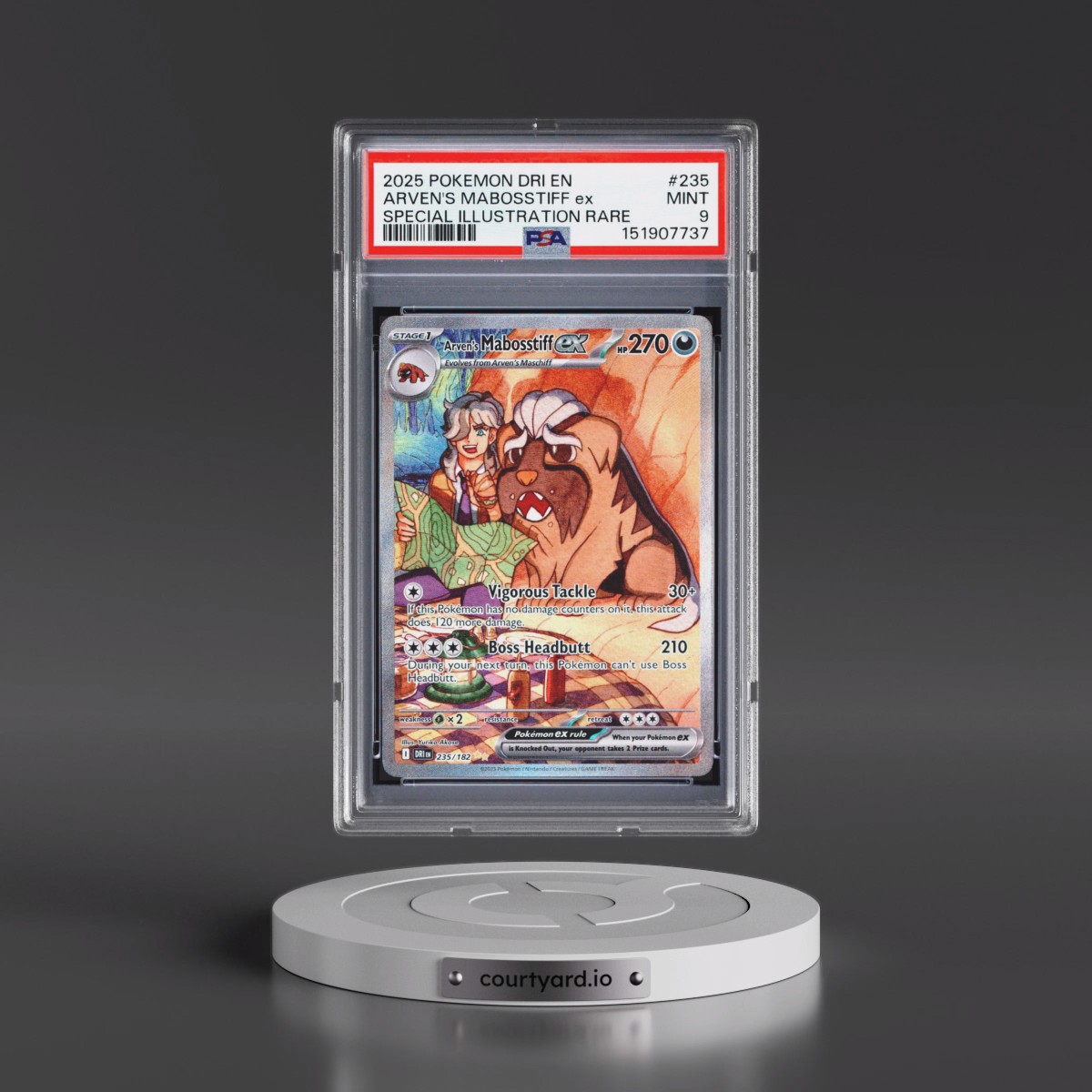 2025 Pokémon Dri EN-Destined Rivals #235 Arven's Mabosstiff EX - Holo Special Illustration Rare (PSA 9 MINT)