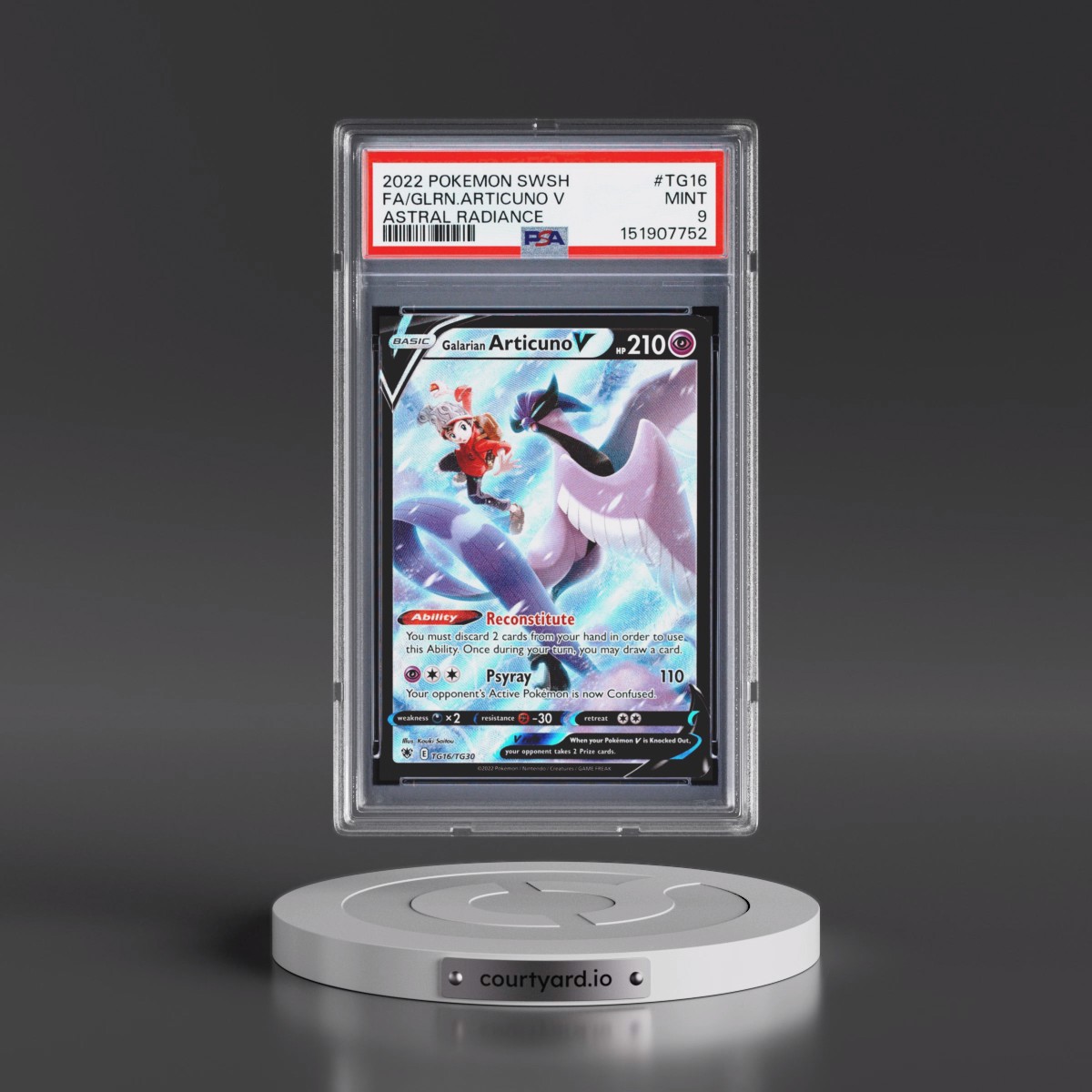2022 Pokémon Sword & Shield Astral Radiance #TG16 Galarian Articuno V - Holo Full Art (PSA 9 MINT)