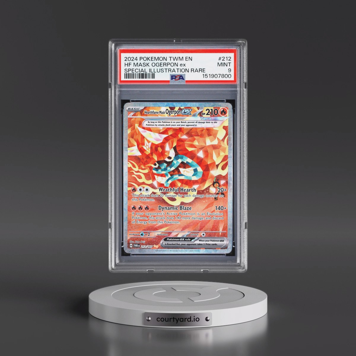 2024 Pokémon Twm EN-Twilight Masquerade #212 Hearthflame Mask Ogerpon EX - Holo Special Illustration Rare (PSA 9 MINT)