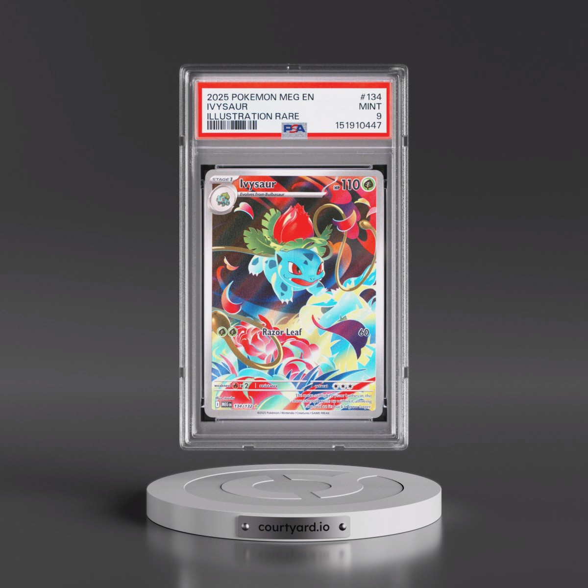 2025 Pokémon Meg EN-Mega Evolution #134 Ivysaur - Illustration Rare (PSA 9 MINT)