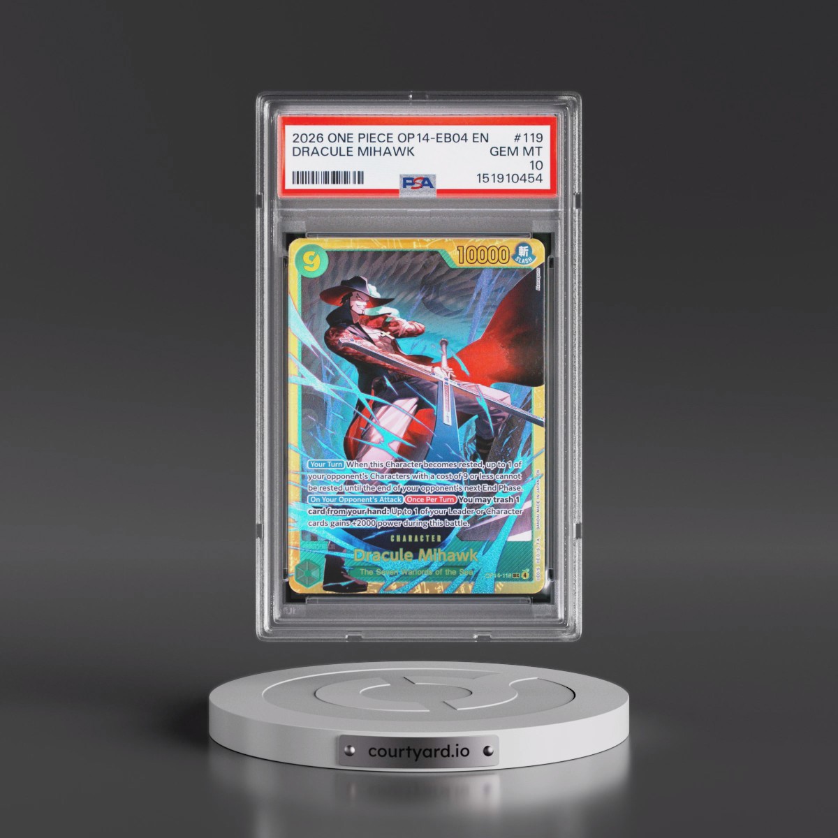 2026 One Piece OP14-EB04-the Azure Sea's Seven #119 Dracule Mihawk (PSA 10 GEM MINT)