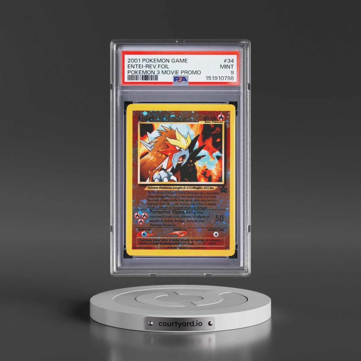 2001 Pokémon Game Movie #34 Entei - Reverse Foil Pokemon 3 Movie Promo (PSA 9 MINT)