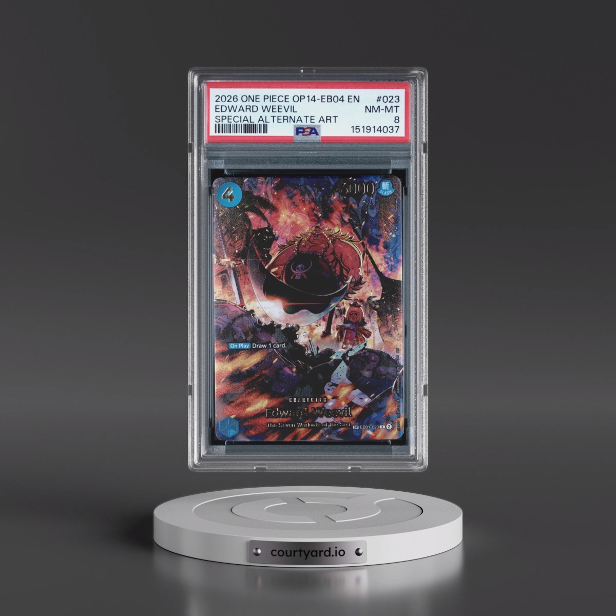 2026 One Piece OP14-EB04-the Azure Sea's Seven #023 Edward Weevil - Special Alternate Art (PSA 8 NM-MT)