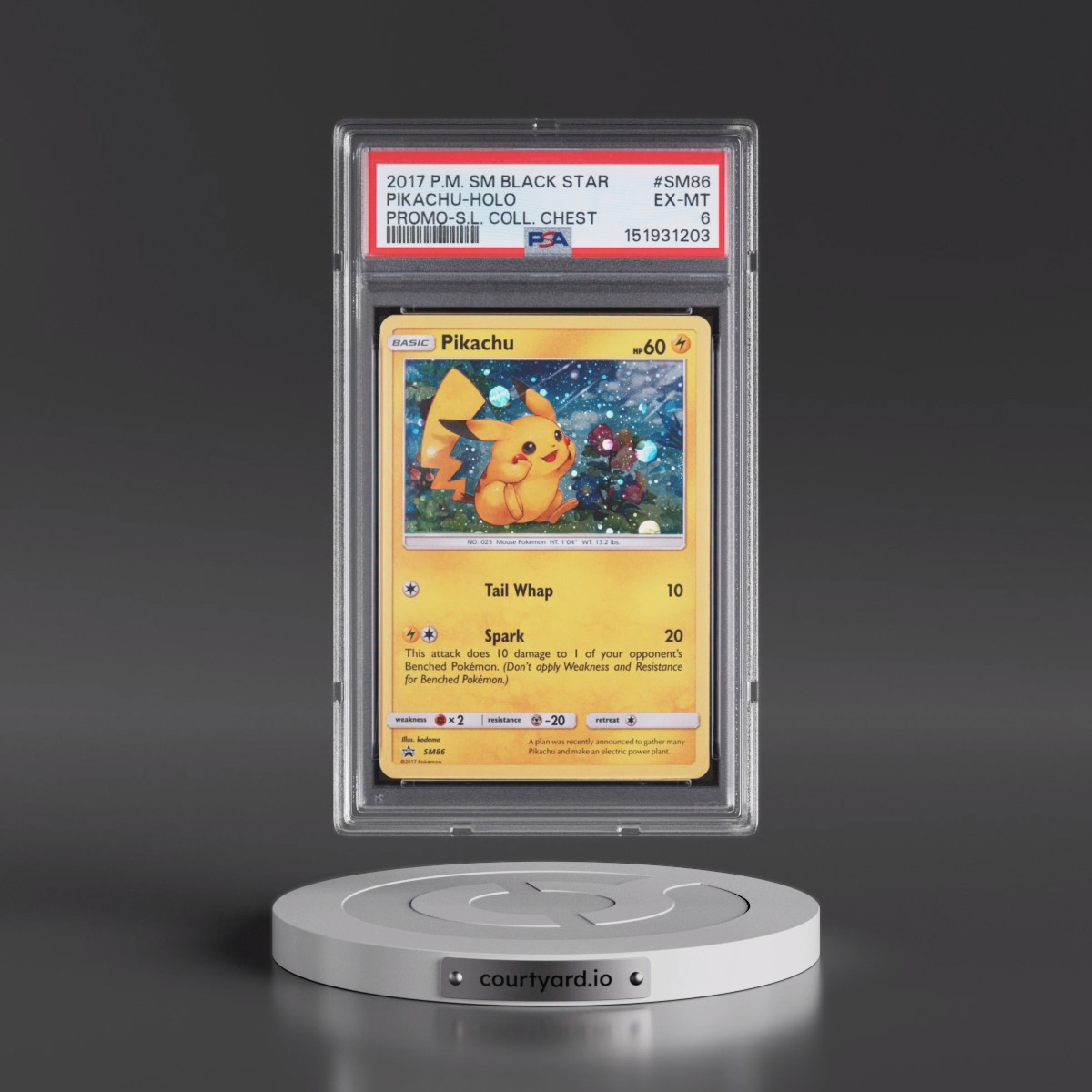 2017 Pokémon SM Black Star Promo #SM86 Pikachu - Holo Shining Legends Collector Chest (PSA 6 EX-MT)