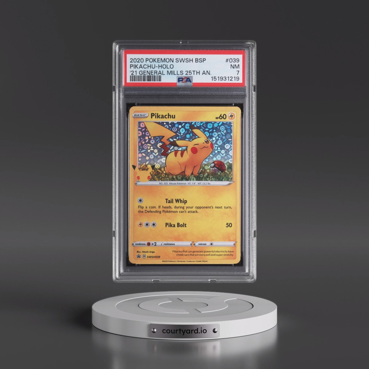 2020 Pokémon Swsh Black Star Promo #039 Pikachu - Holo 2021 General Mills 25th Anniversary (PSA 7 NM)