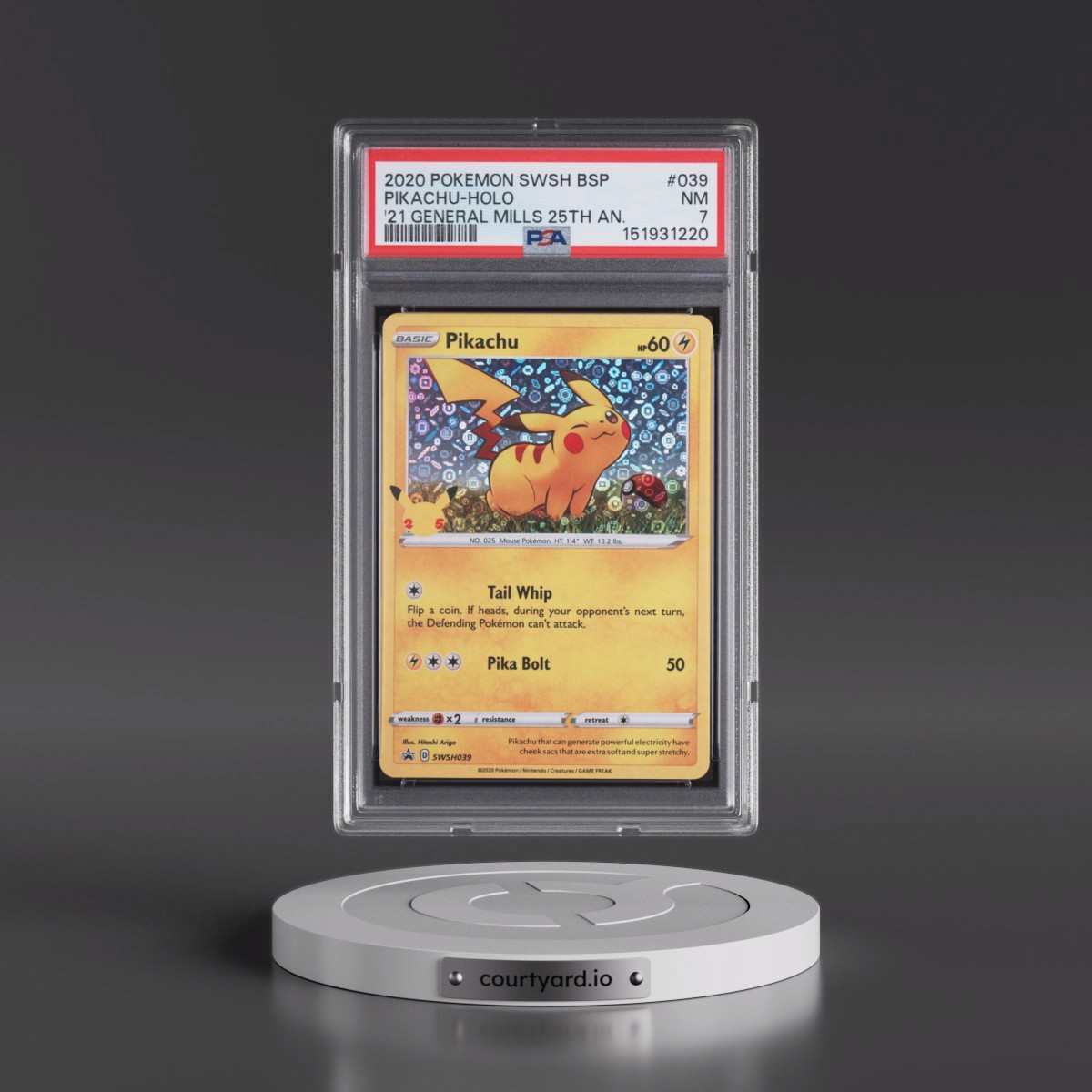 2020 Pokémon Swsh Black Star Promo #039 Pikachu - Holo 2021 General Mills 25th Anniversary (PSA 7 NM)