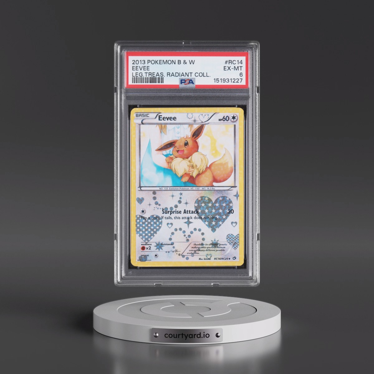 2013 Pokémon Black & White Legendary Treasures Radiant Collection #RC14 Eevee (PSA 6 EX-MT)