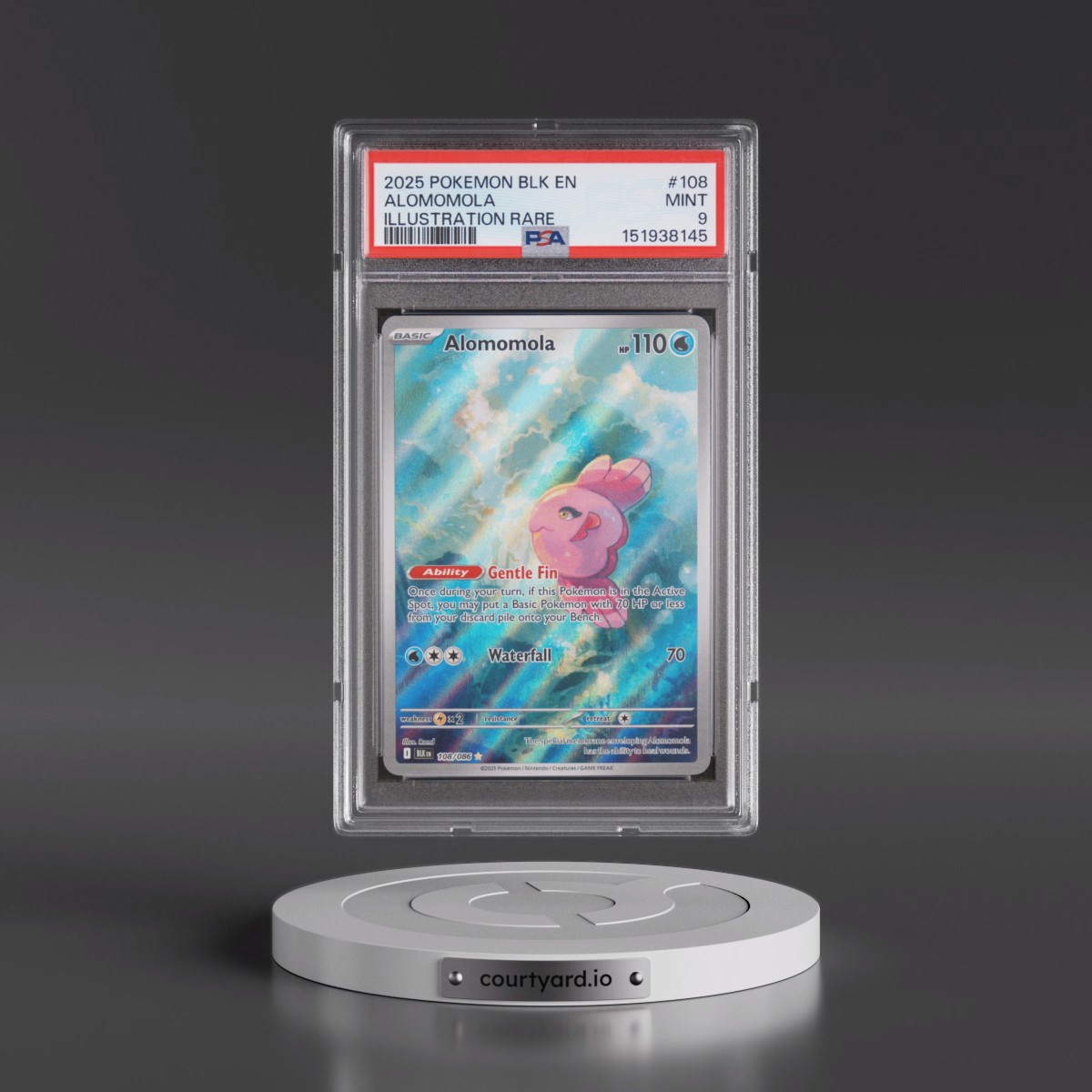 2025 Pokémon Blk EN-Black Bolt #108 Alomomola - Illustration Rare (PSA 9 MINT)