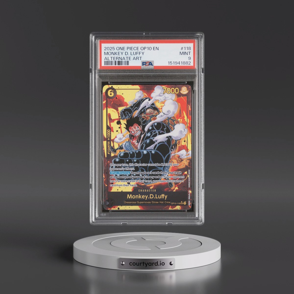 2025 One Piece OP10-Royal Blood #118 Monkey D. Luffy - Alternate Art (PSA 9 MINT)