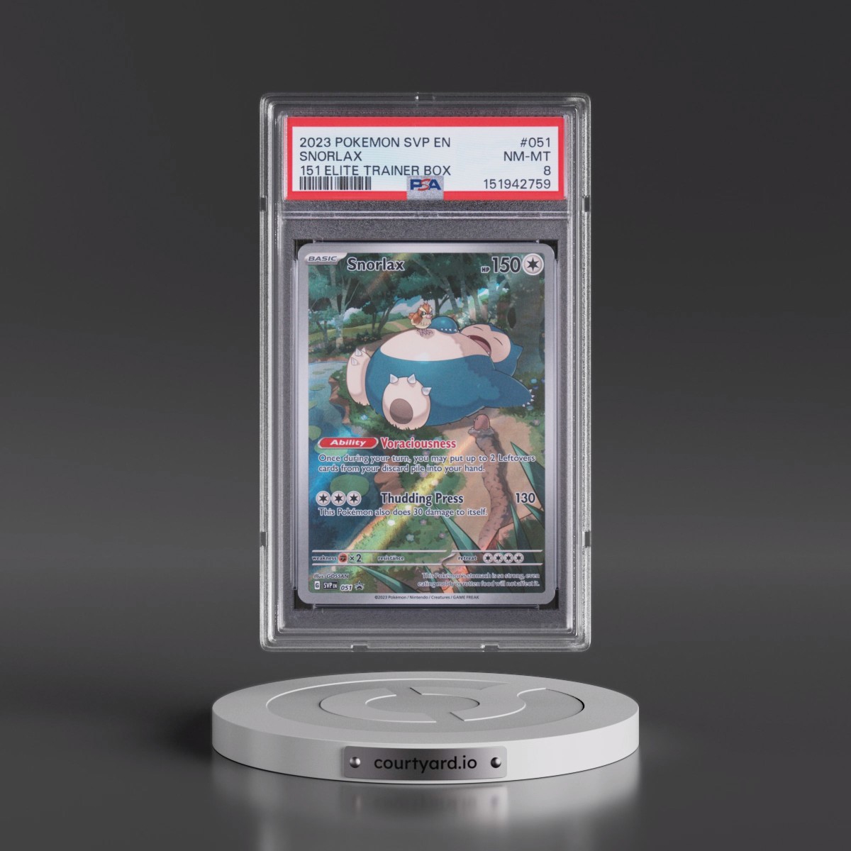 2023 Pokémon Svp EN-SV Black Star Promo #051 Snorlax - 151 Elite Trainer Box (PSA 8 NM-MT)