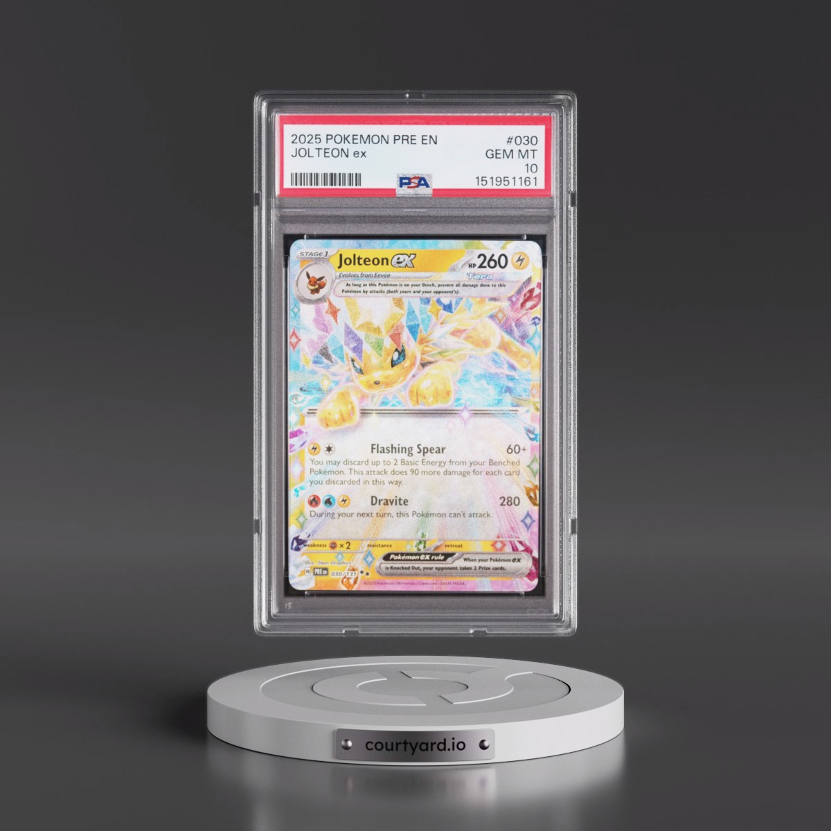 2025 Pokémon Pre EN-Prismatic Evolutions #030 Jolteon EX - Holo (PSA 10 GEM MINT)