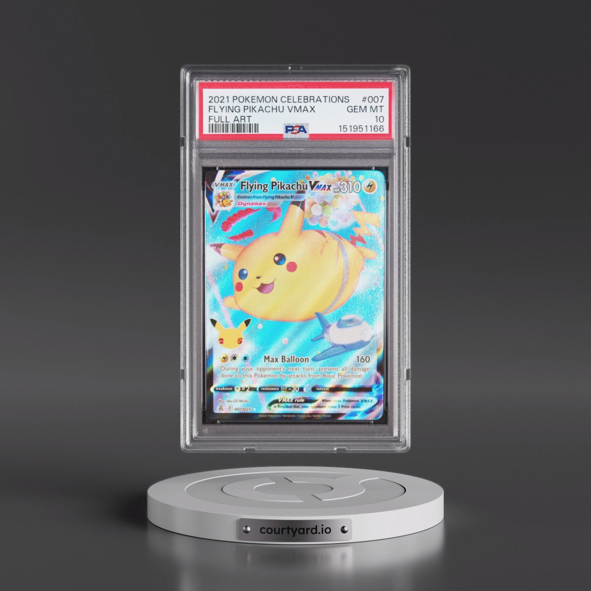 2021 Pokémon Celebrations #007 Flying Pikachu Vmax - Full Art (PSA 10 GEM MINT)