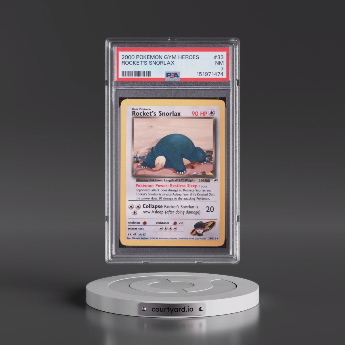 2000 Pokémon Gym Heroes #33 Rocket's Snorlax (PSA 7 NM)